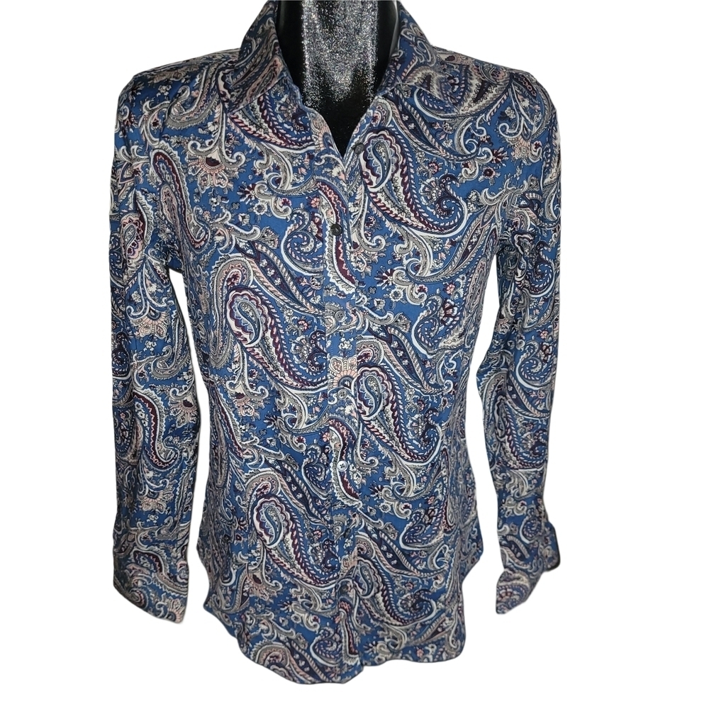 Talbots Blue and Pink Paisley Shirt 6